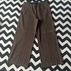 Wide leg pull on brown plaid pant